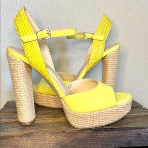 Jessica Simpson Yellow Suede Espadrille Platform Summer Heels Size 10
